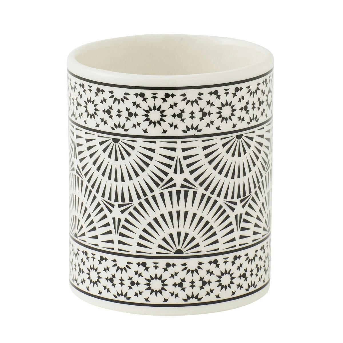 TRIBU - Porte brosse à dents en porcelaine blanc et noir