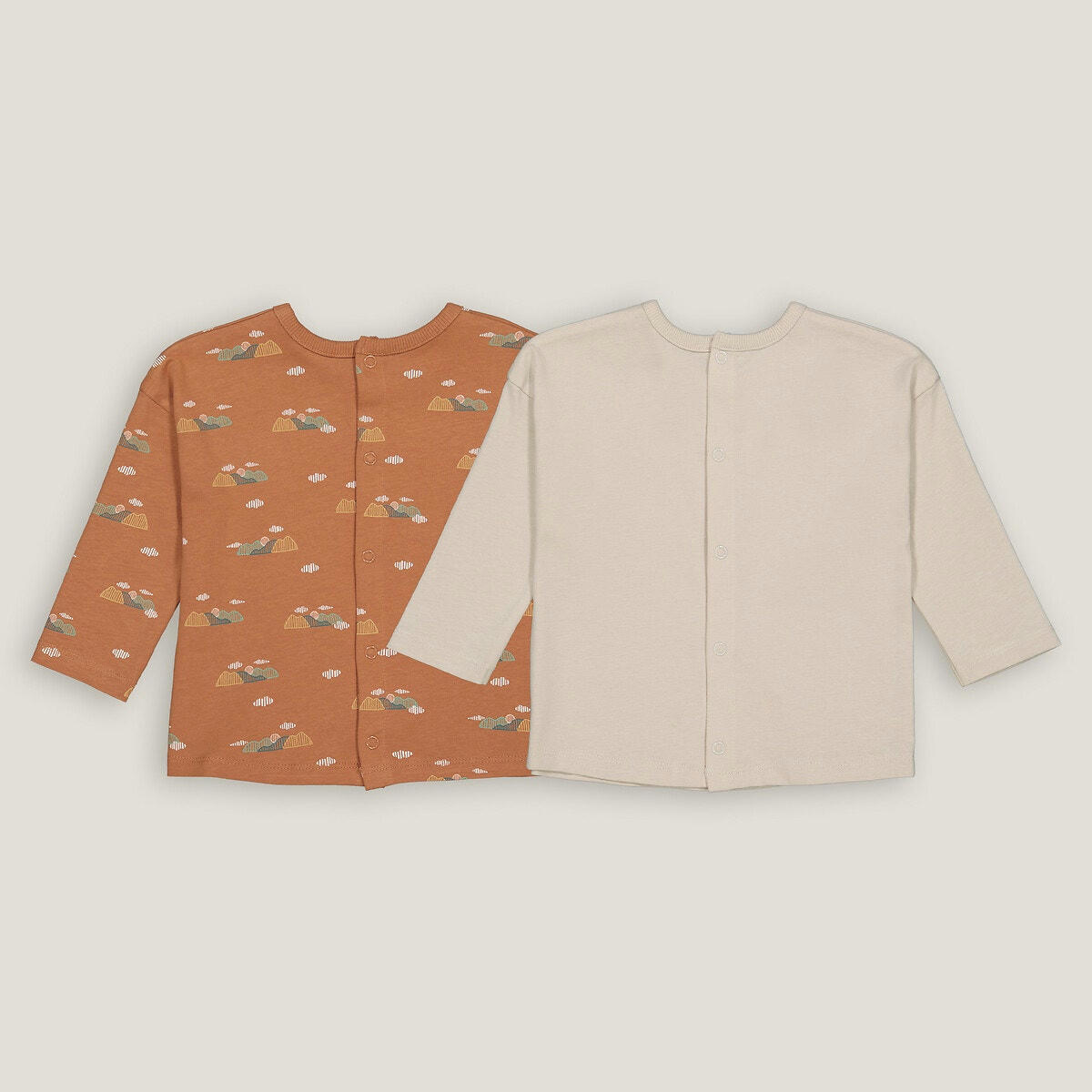 Lot de 2 T-shirts manches longues, motif montagnes