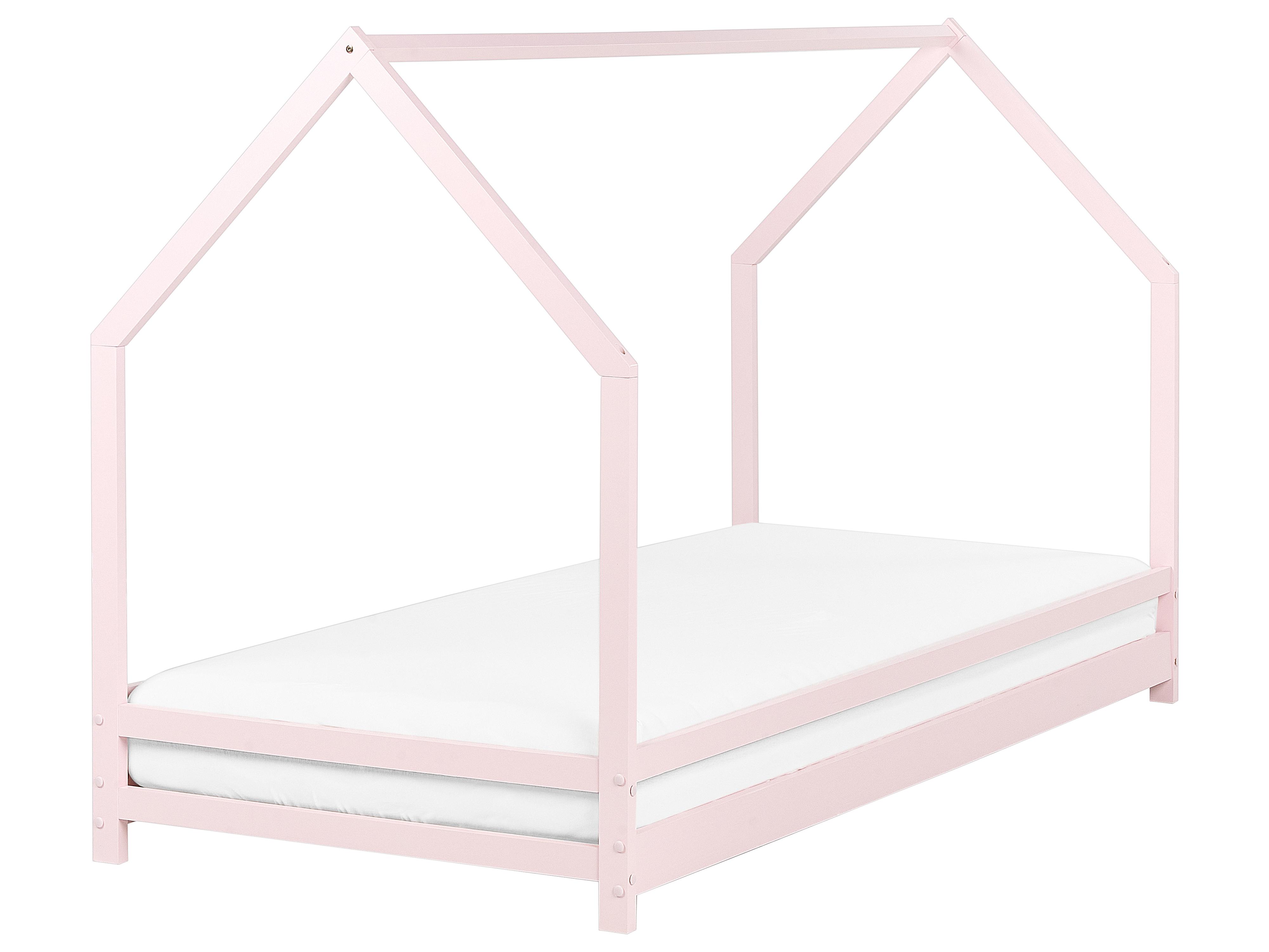 Kids Bed House Pine Wood APPY 90 x 200 cm (EU Single) Pastel Pink
