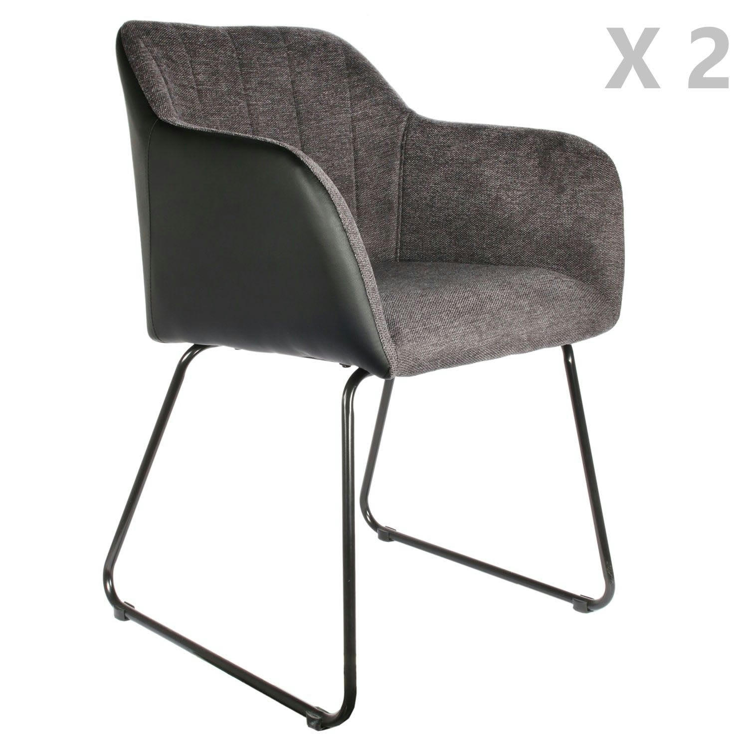 MEMPHIS - 2 fauteuils de table industriel gris