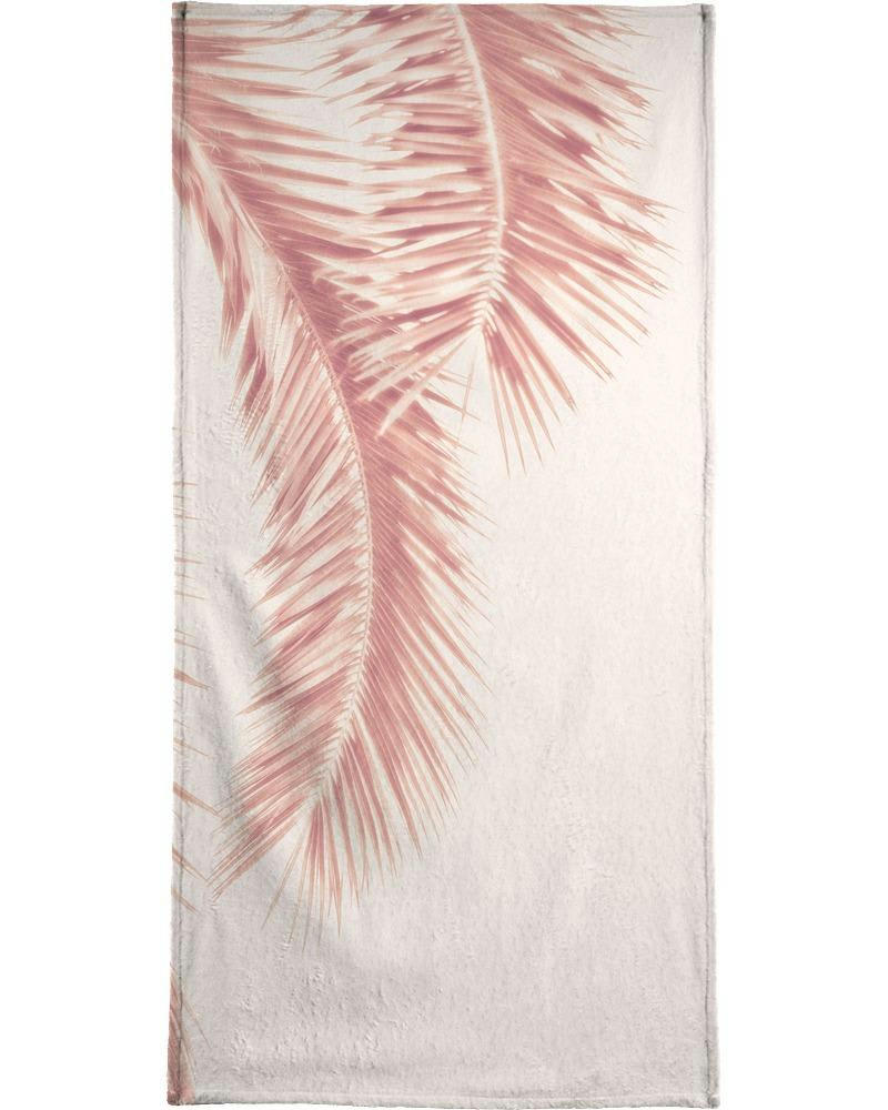 ROSE PALM LEAVES - Serviette de plage en éponge-velours en blanc & rose 90x180