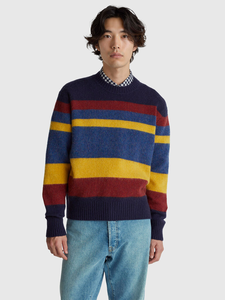 Striped sweater in Shetland wool
