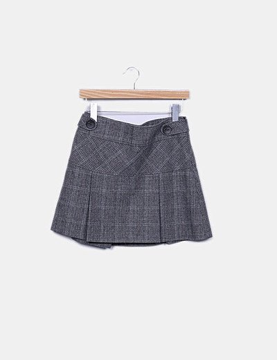 Camaïeu Gray checked tricot skirt
