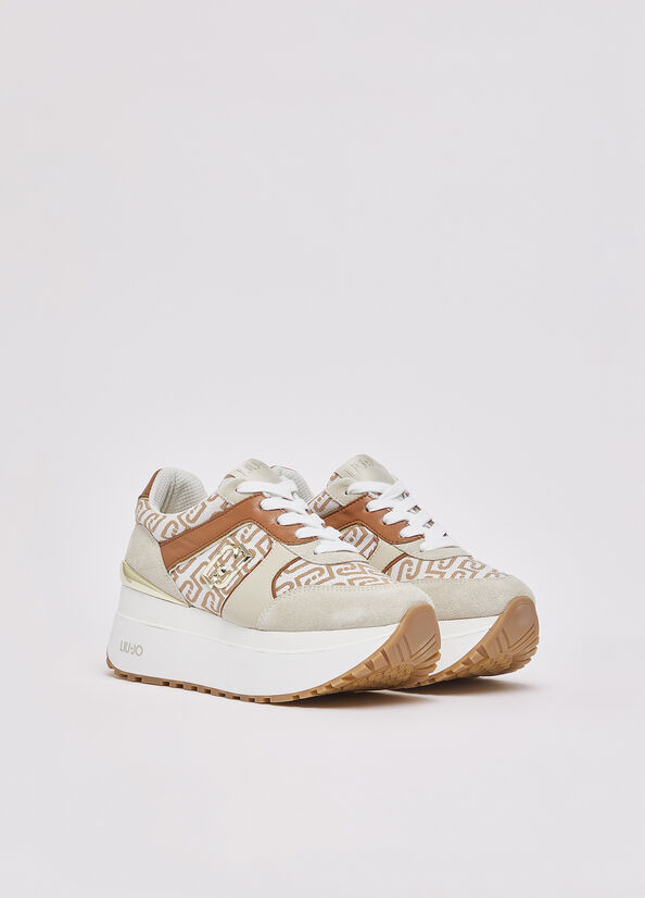 Sneakers super platform in monogram jacquard