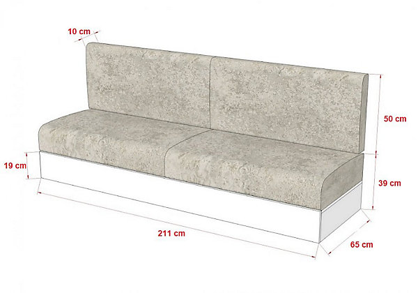 Canapé 3 places socle gris tissu gris clair pour armoire-lit VERTIGO LEADER BED