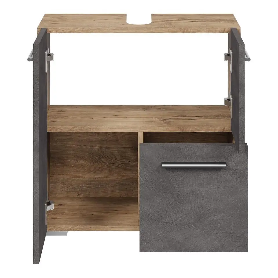 Badplaats Wastafelkast Mars 60 x 30 x 60 cm - kastanje eiken met donker grijs