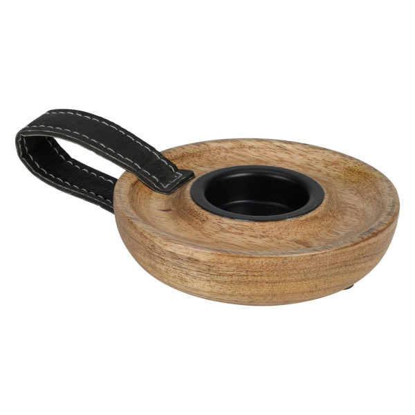 Świecznik na tealight z drewna mango 11 cm brązowy