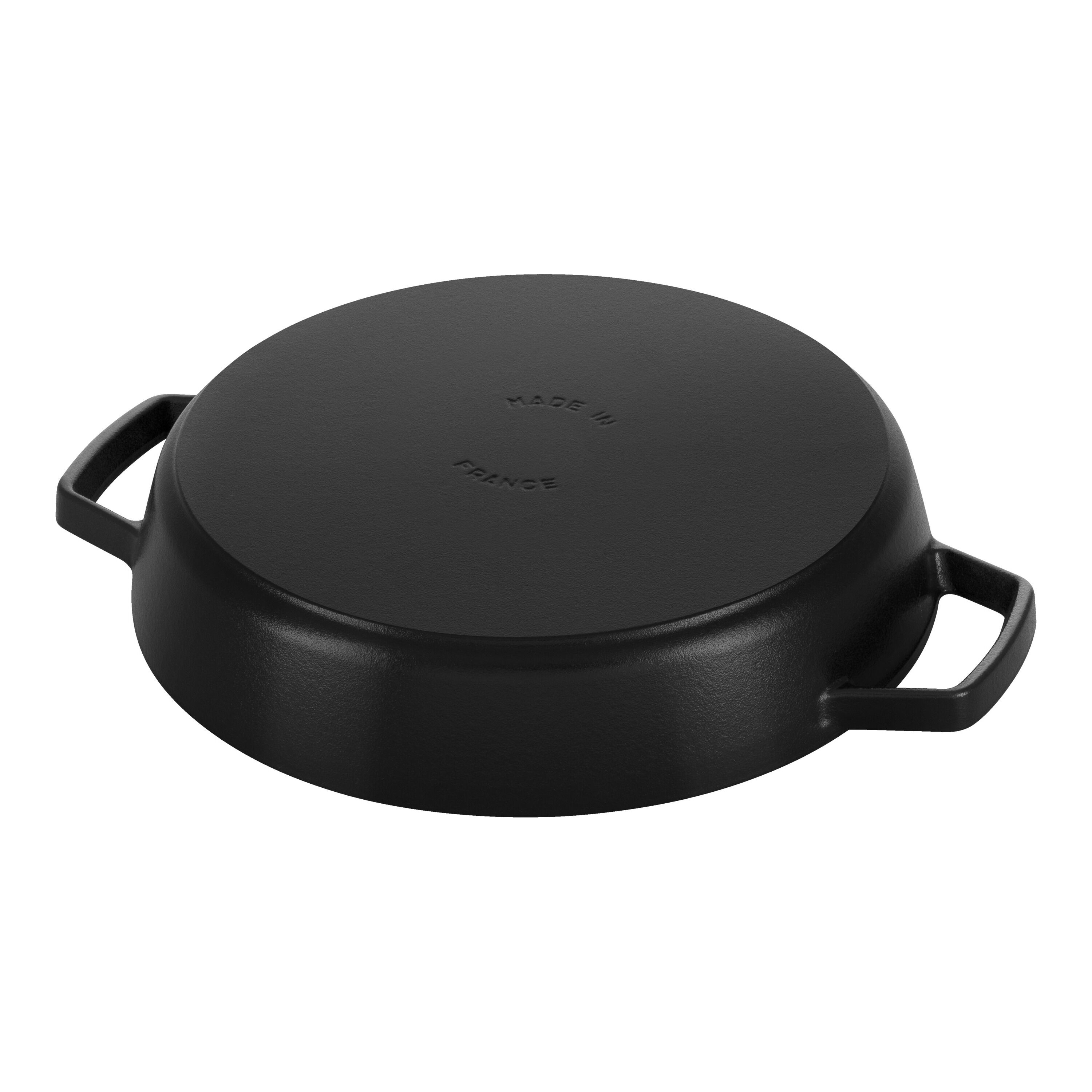 20 cm Cast iron Frying pan with 2 handles black