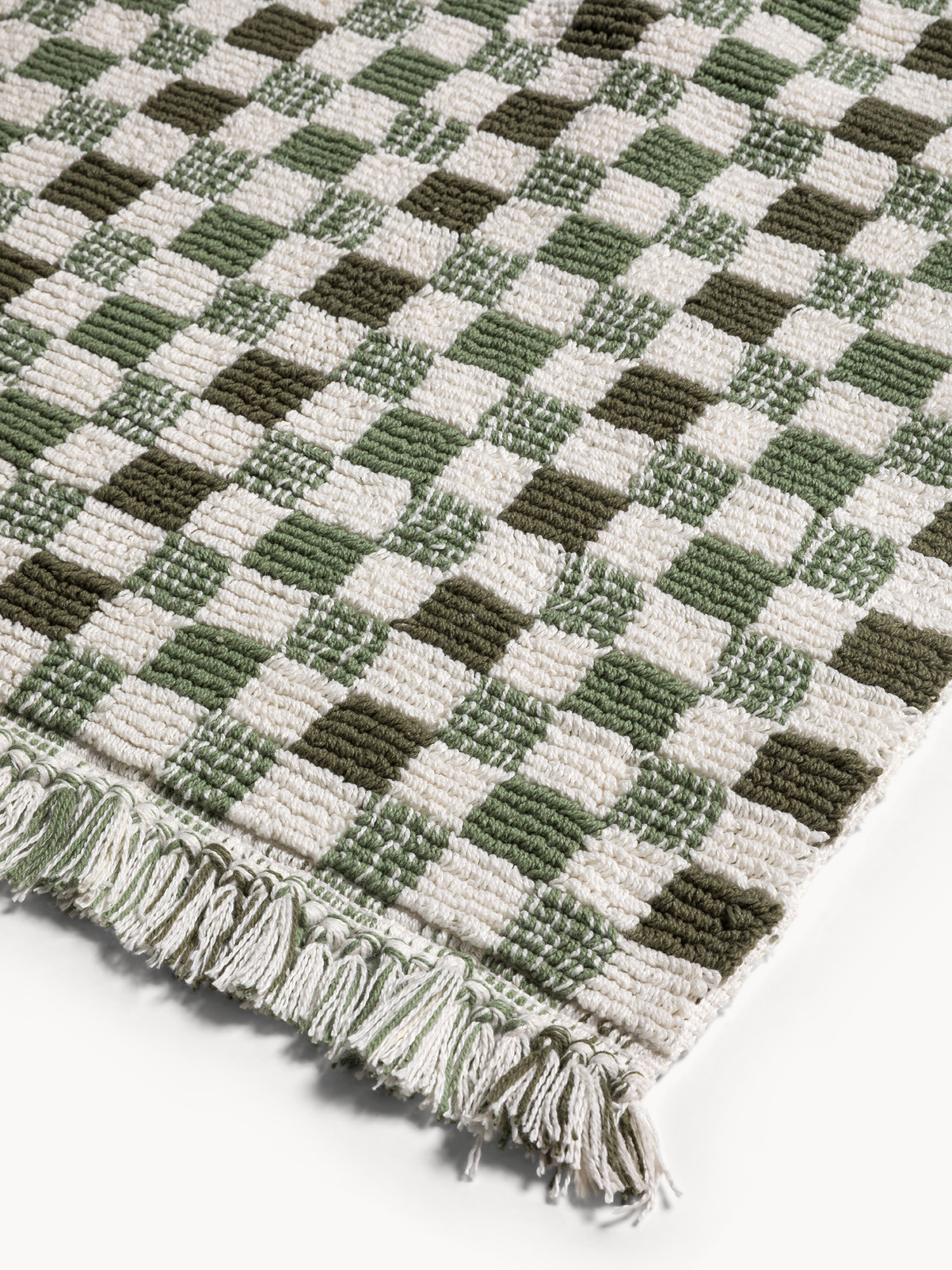 Tappeto bagno in cotone fantasia a scacchiera