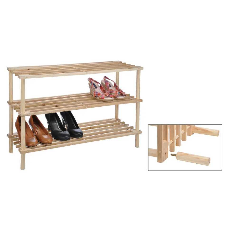 HI Schoenenrek - hout - 12 paar - 3 laags - 74 x 26 x 48 cm