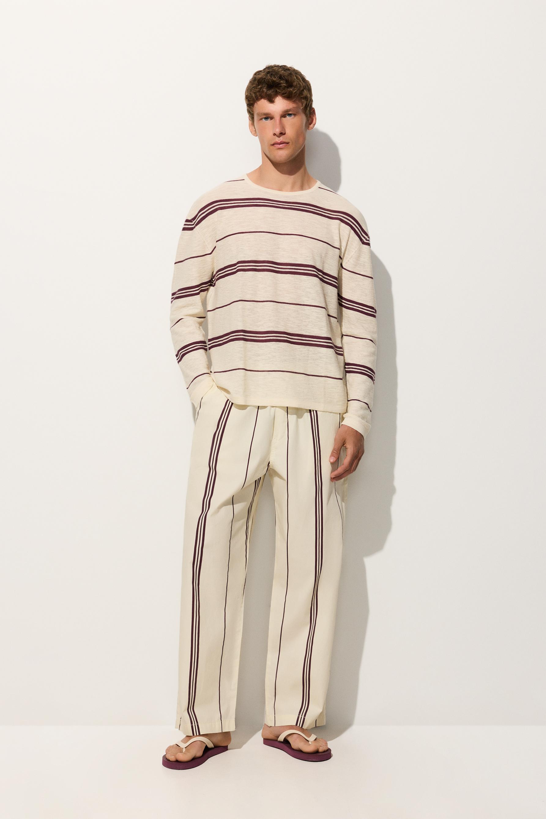 Hombre | Pantalón rayas beige jogger