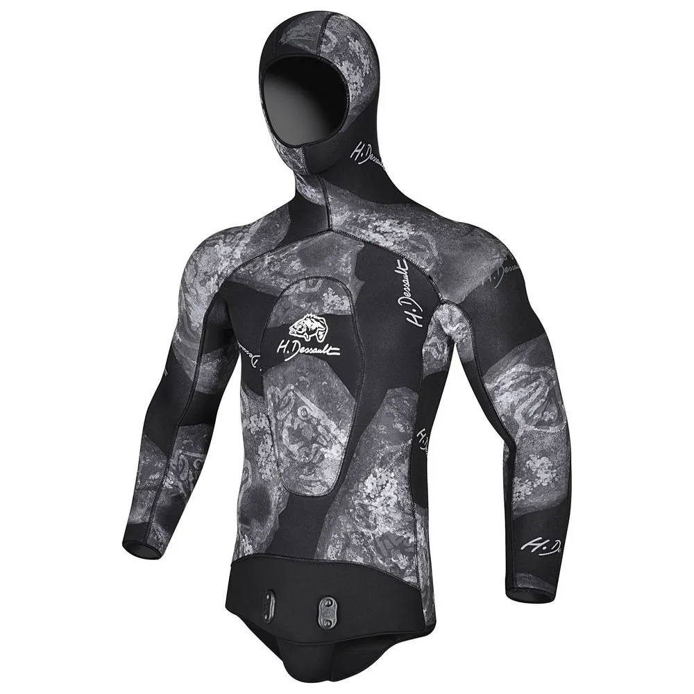 H.dessault By C4 Black Side 7 mm spearfishing jacket