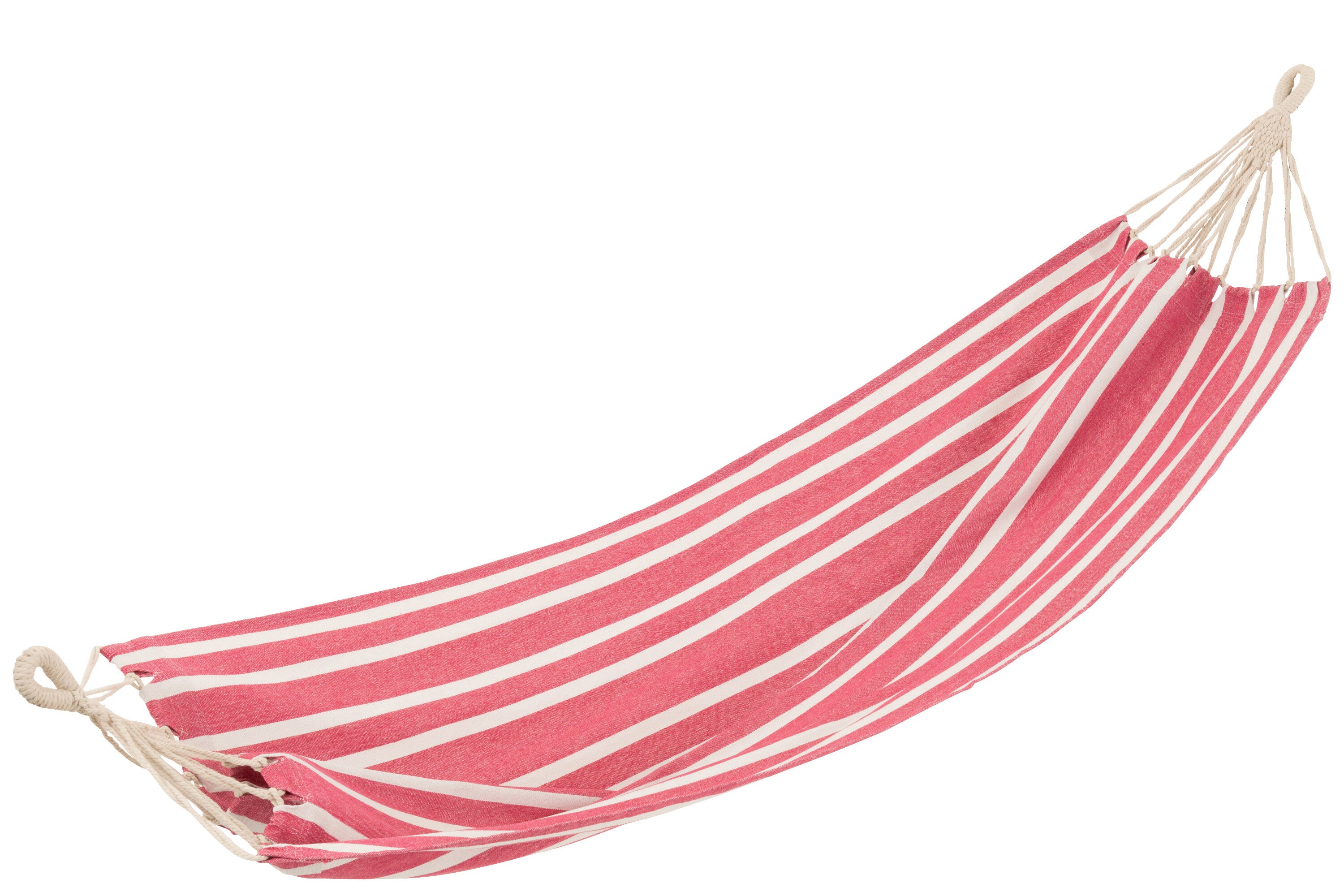 J-Line hangmat Strepen - katoen polyester - roze wit