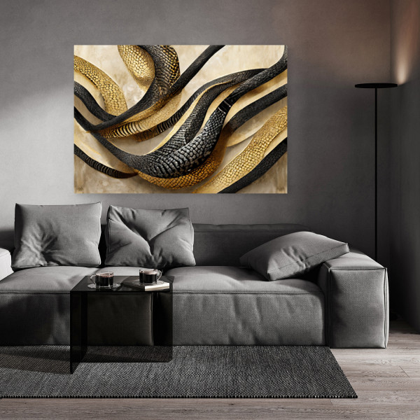 Feeby Obraz na płótnie, wężowa skóra glamour złota tekstura 60x40