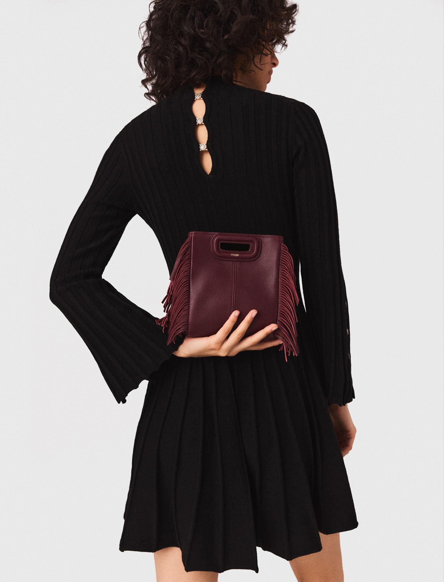 Robe courte patineuse à col montant
