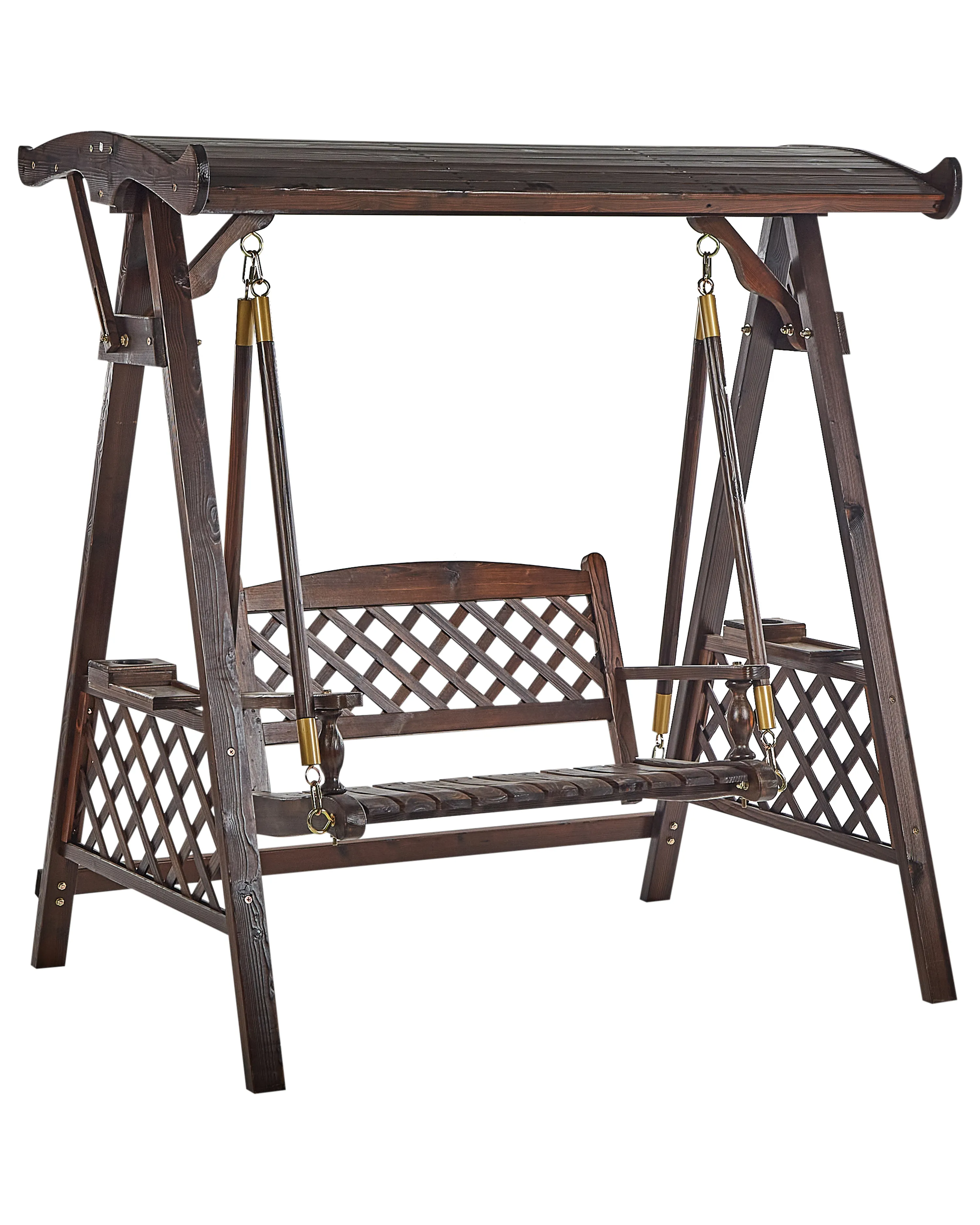 Patio Swing SENARICA Spruce Wood Dark Brown
