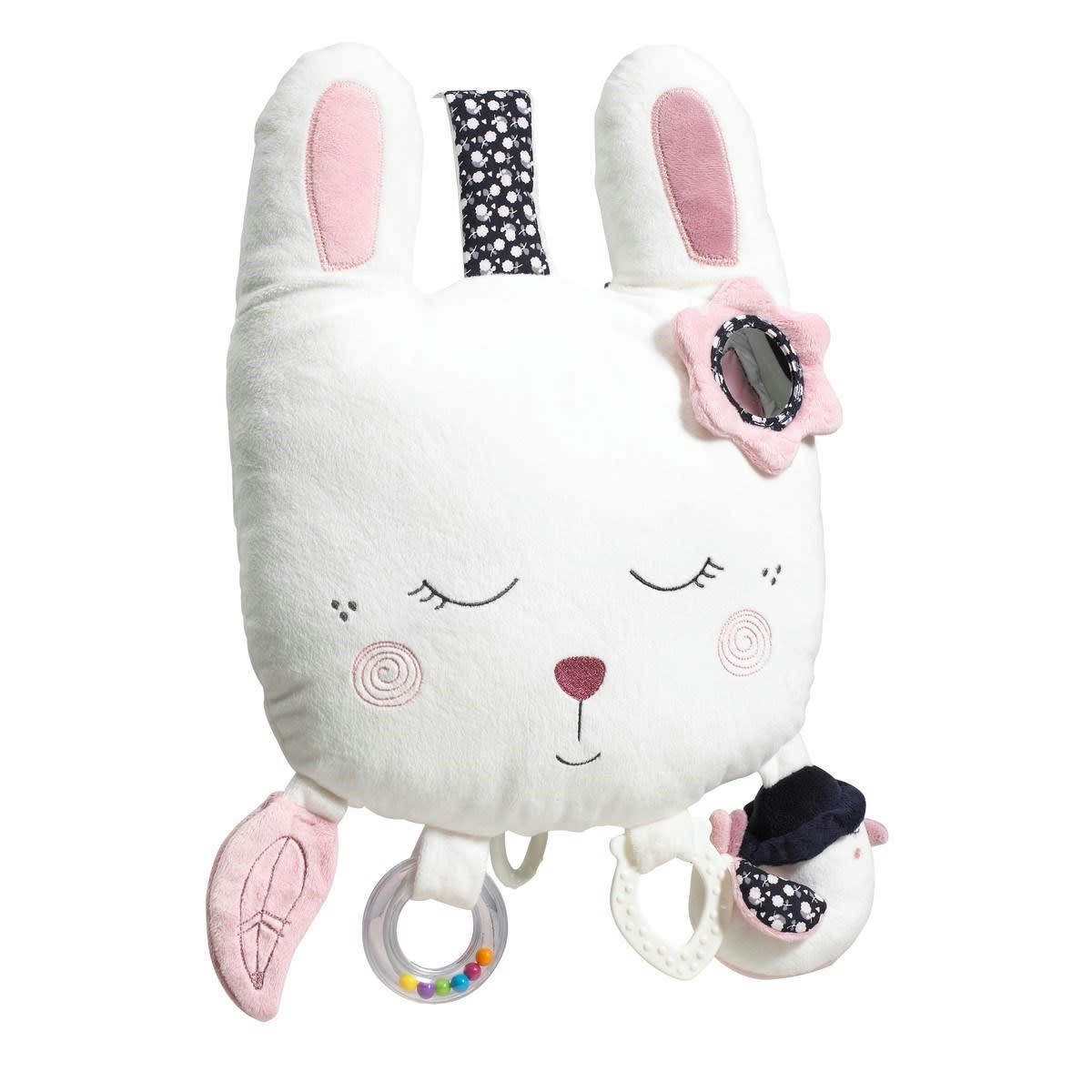 MISS FLEUR DE LUNE - Jouet d'activités Musical lapin à LED en velours blanc
