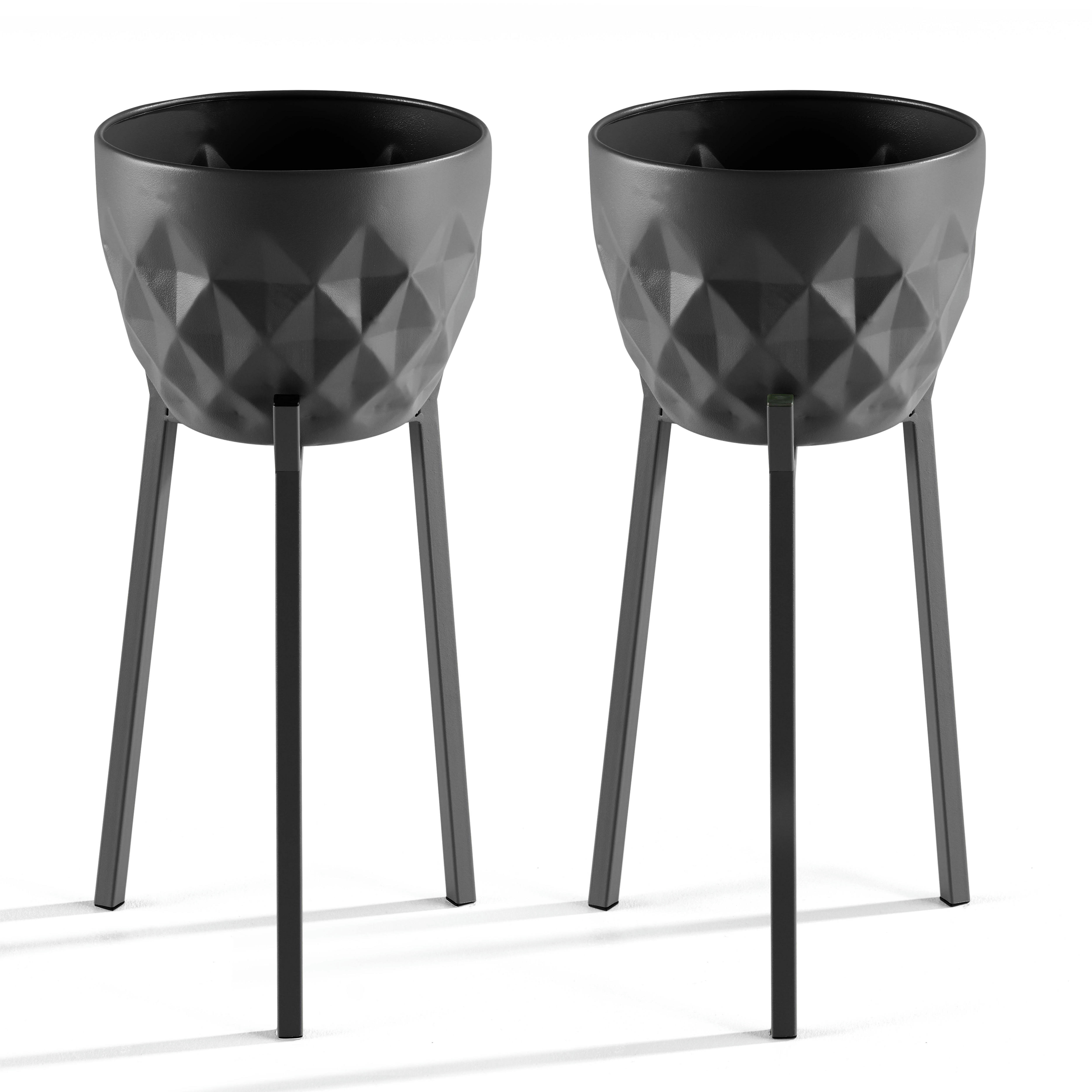 PALAVAS - Lot de 2 caches pots en métal Gris