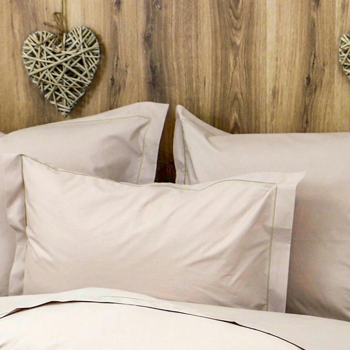 PARURE HOUSSE DE COUETTE DESIREE - Parure housse de couette 200 fils en coton beige foncé 220x240 cm