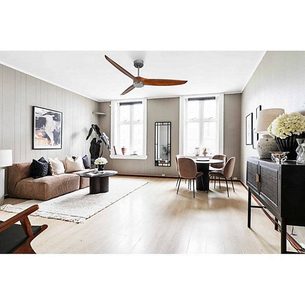 Bolt, Ventilateur déstratificateur d'air, moteur chrome pales bois 166 Cm, 100 % efficace été/hivers, avec lampe
