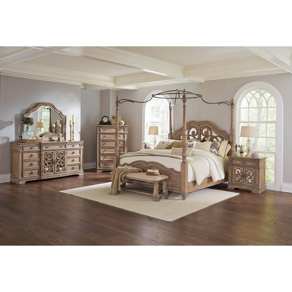 Tuscany Antique Linen 2-piece Canopy Bedroom Set with Dresser