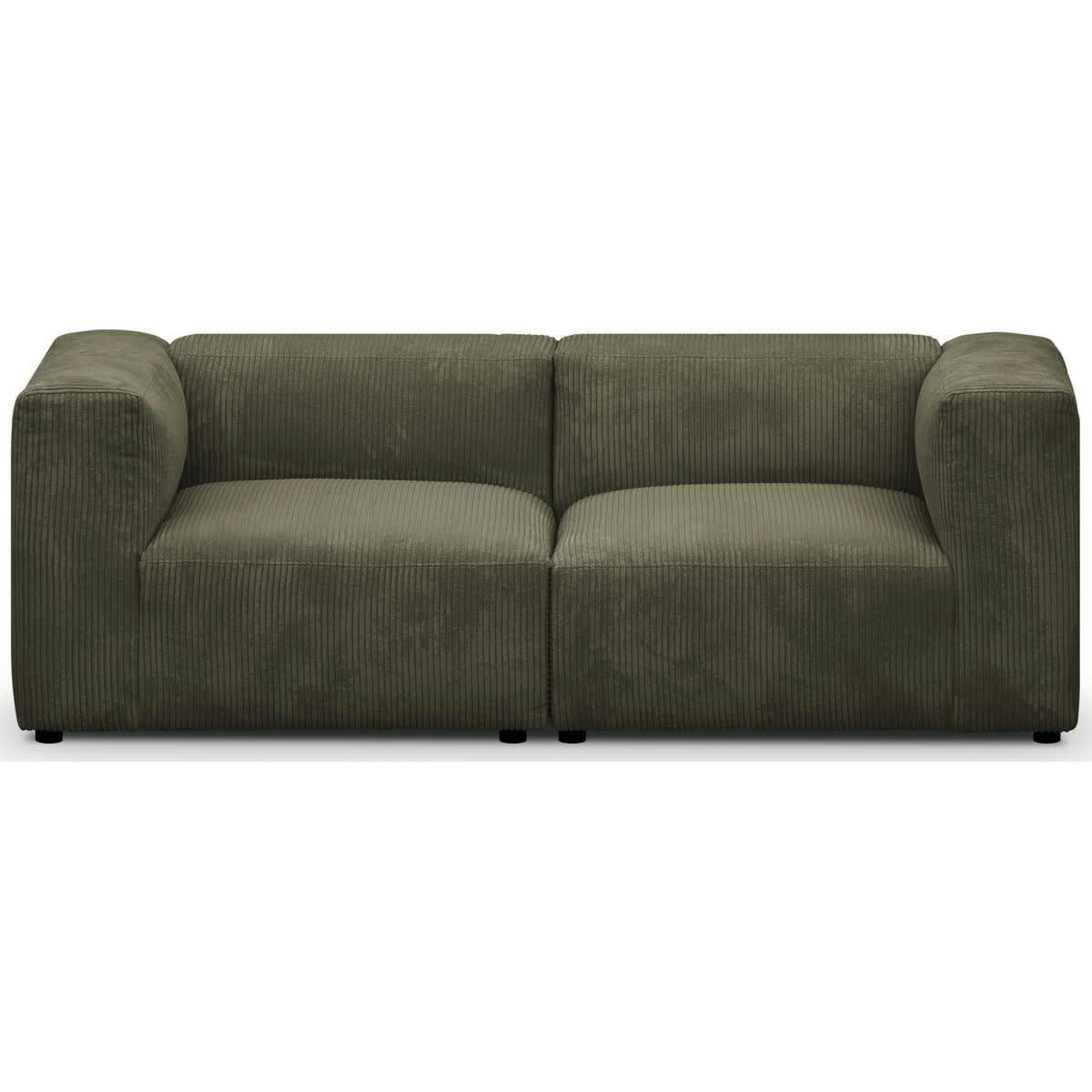 MODULO - Canapé modulable 3 places en velours côtelé vert kaki