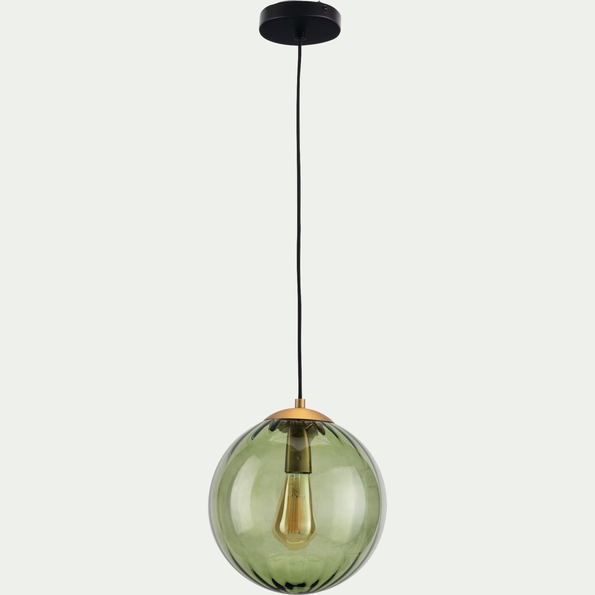 MONSARAZ - Suspension électrifié en verre et acier D25cm - vert