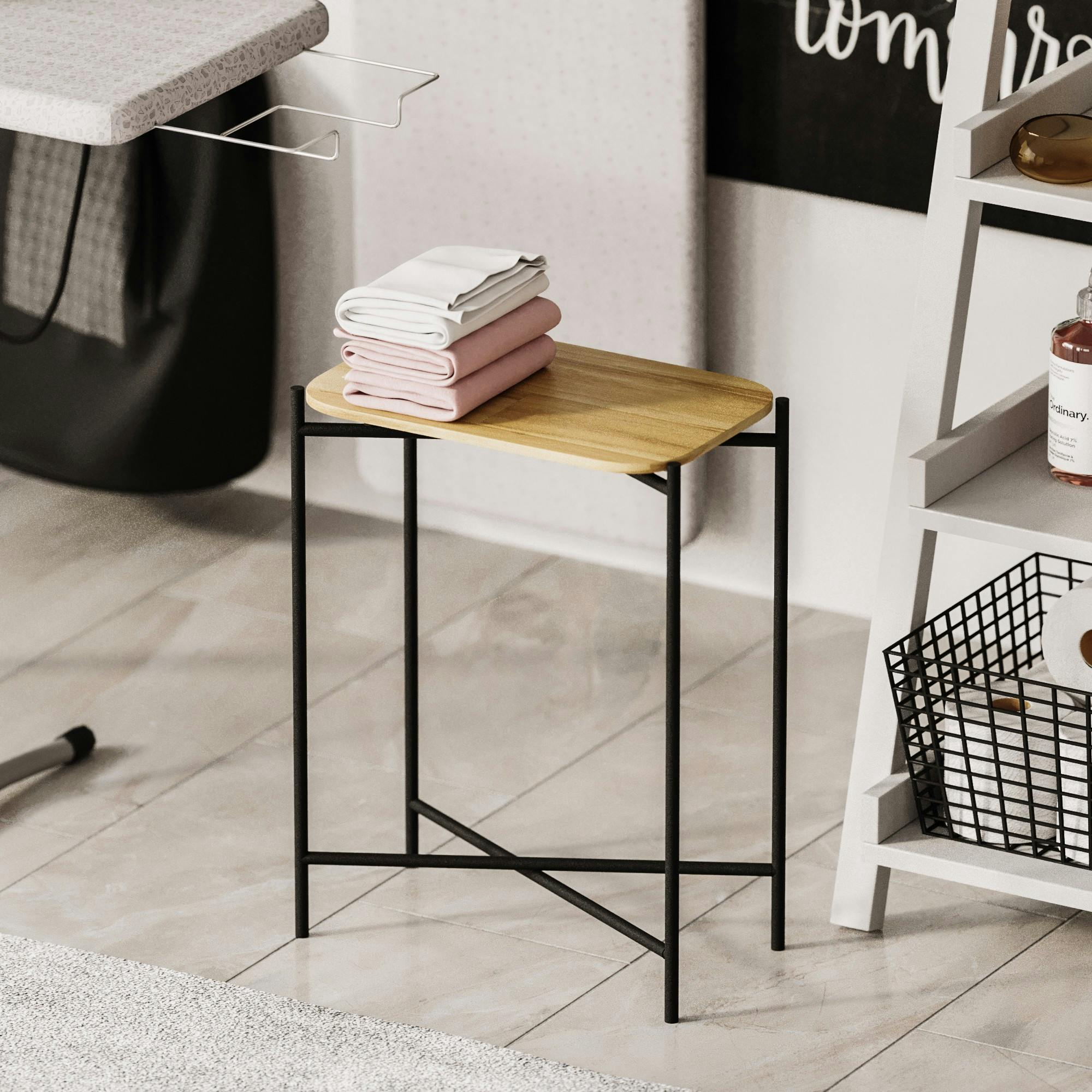 Petite table bois rectangulaire - structure métal noir JENA