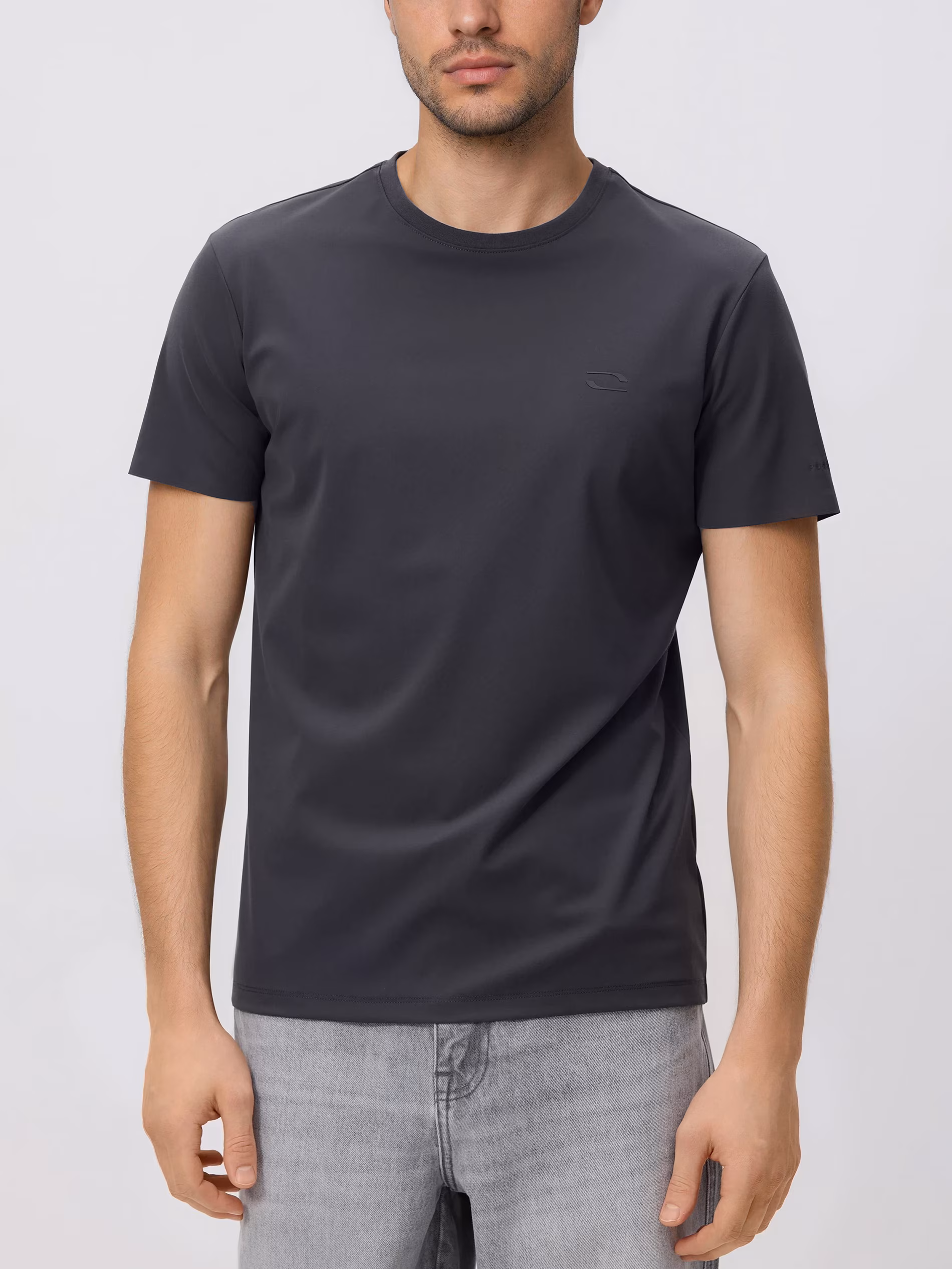 T-shirt slim z merceryzowaną bawełną