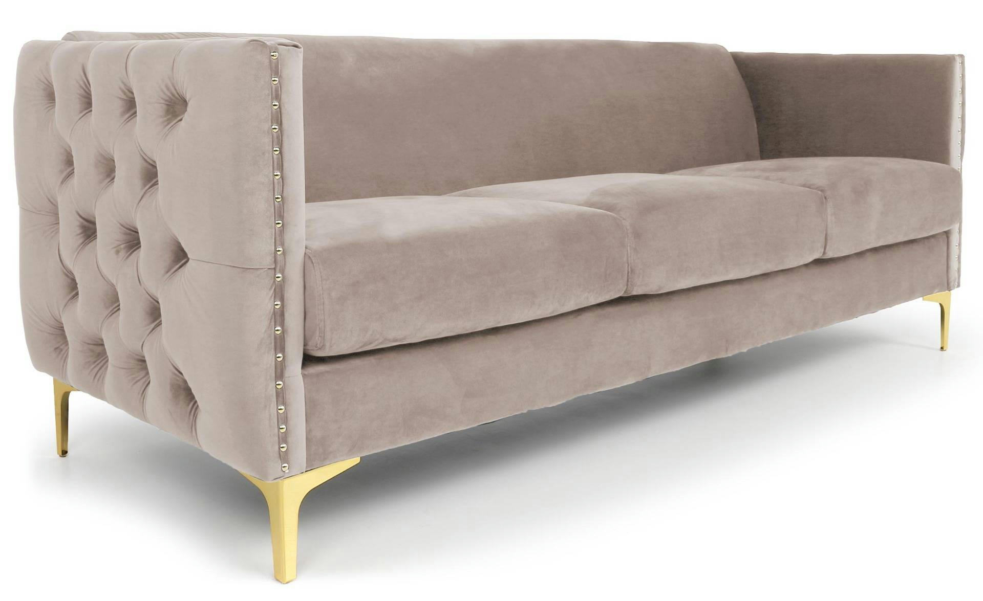 JOSHUA - Canapé 3 places velours taupe