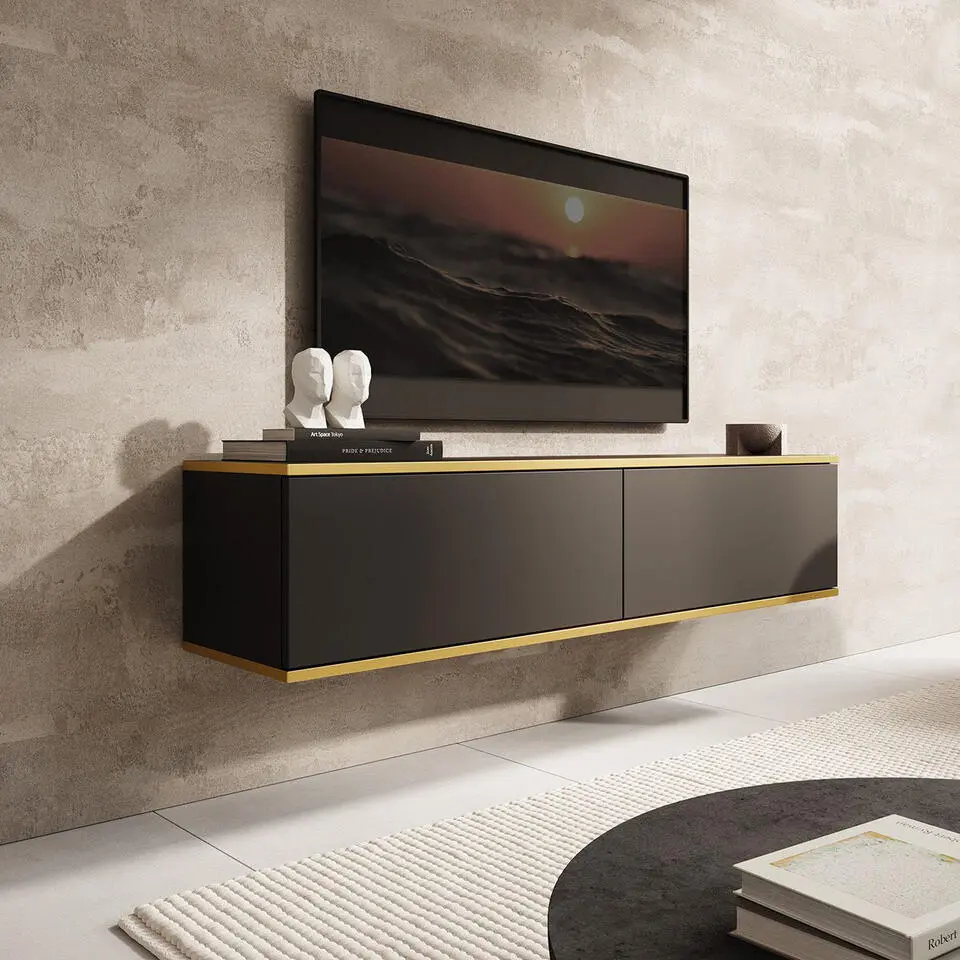 Meubella - TV-Meubel Orleans - Zwart - 135 cm