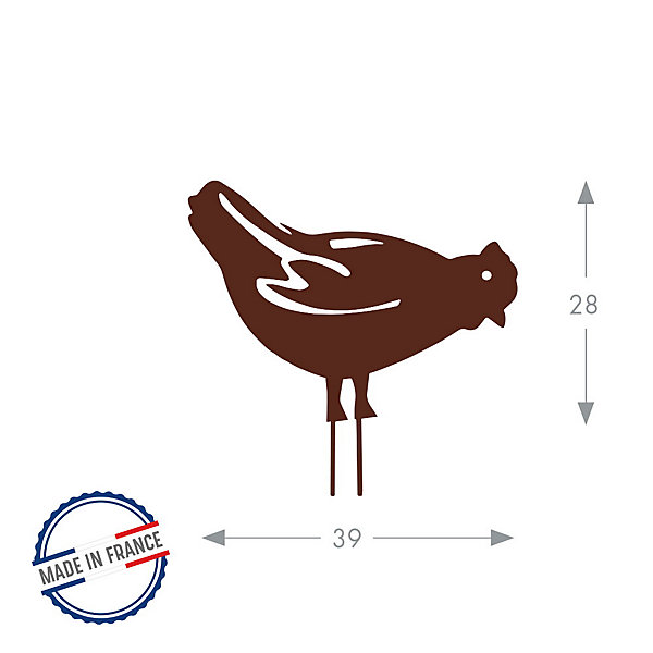 Louis Moulin Figurine à piquer poule fer vieilli - 28x39 cm- Acier époxy