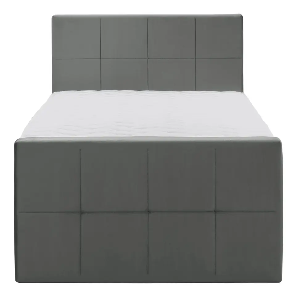 Boxspring met voetbord Liv geblokt - grijs - 120x200 cm - ronde poot