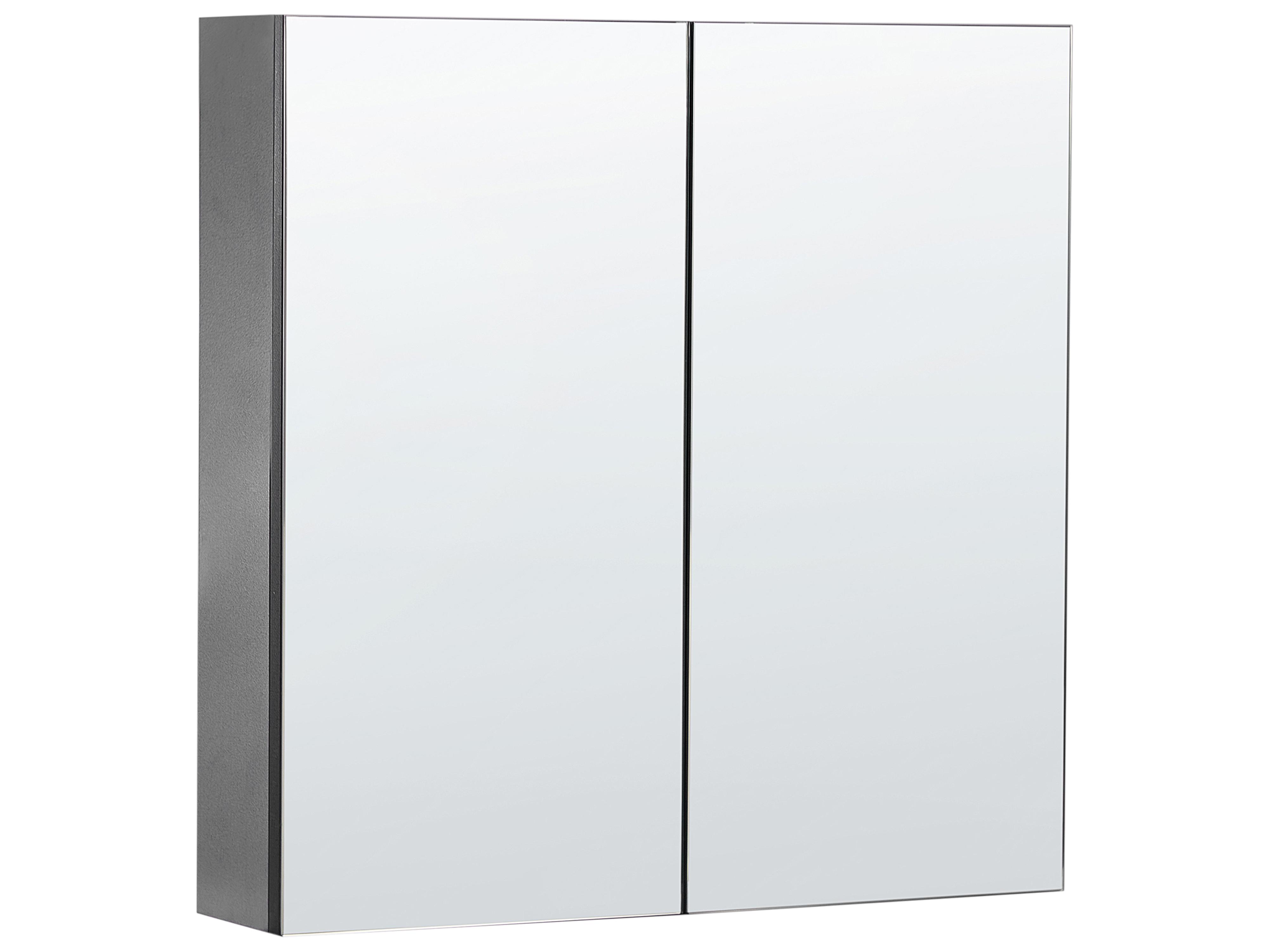 Bathroom Wall Mounted Mirror Cabinet NAVARRA 60 cm 60 cm Black