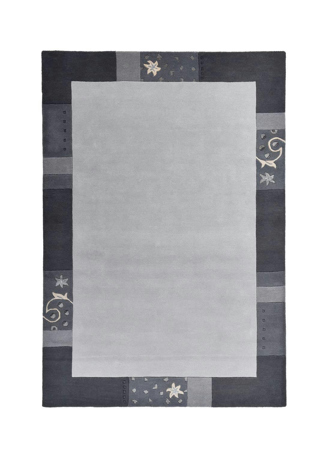 ROYAL GANGES - Tapis gabbeh floral en laine naturelle argent 240x340 cm
