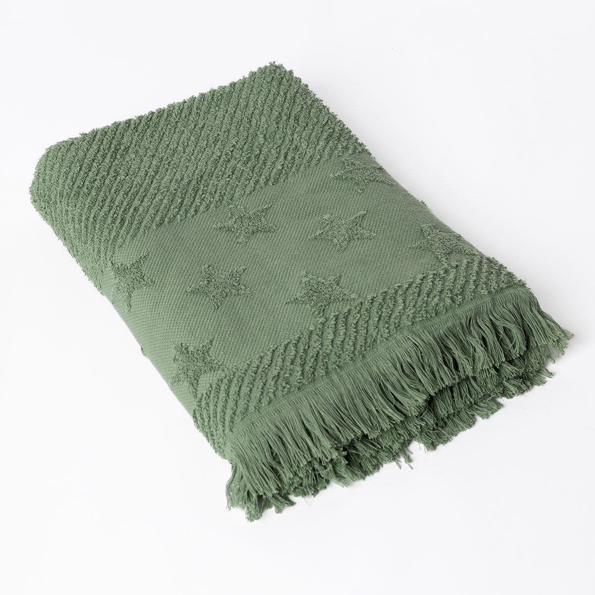 Toalha lençol de banho verde com estrelas 70x140cm