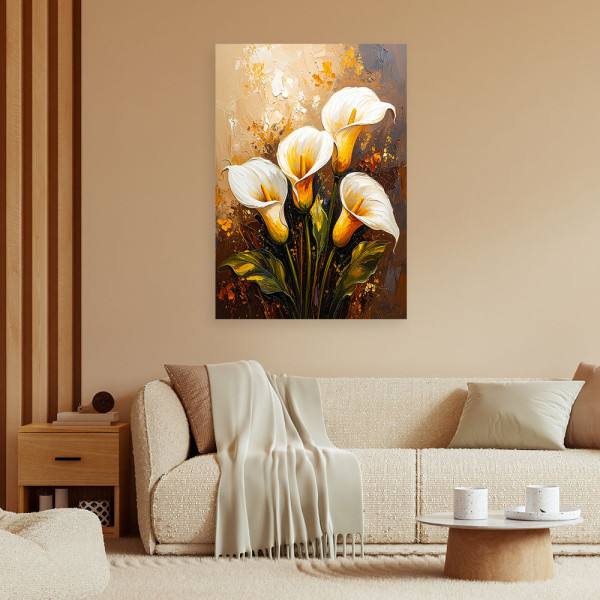 Feeby Obraz do salonu sypialni, Kalie Białe Kwiaty jak malowane 40x60