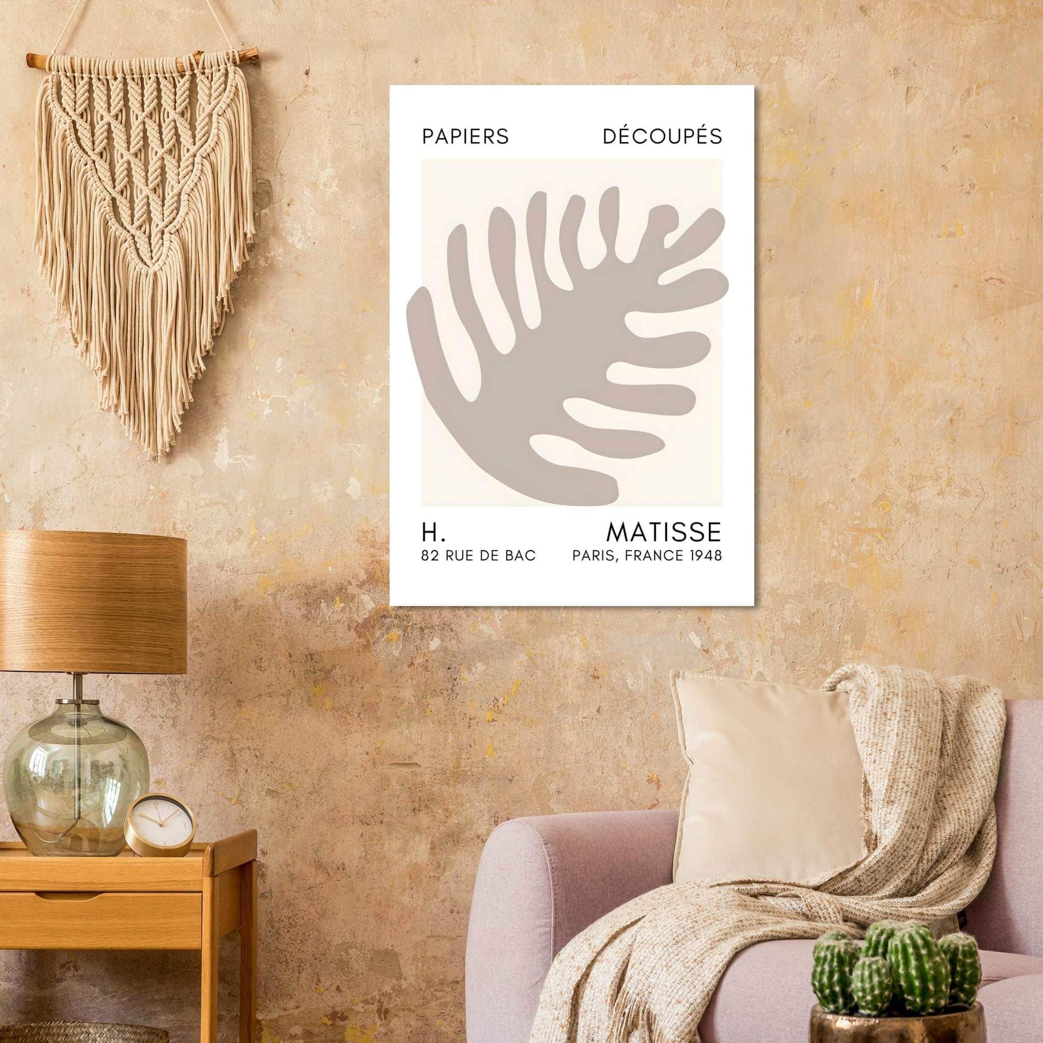 Artfulprints Poster Matisse – Coral bloom grey  - 70x100 cm - Grijs
