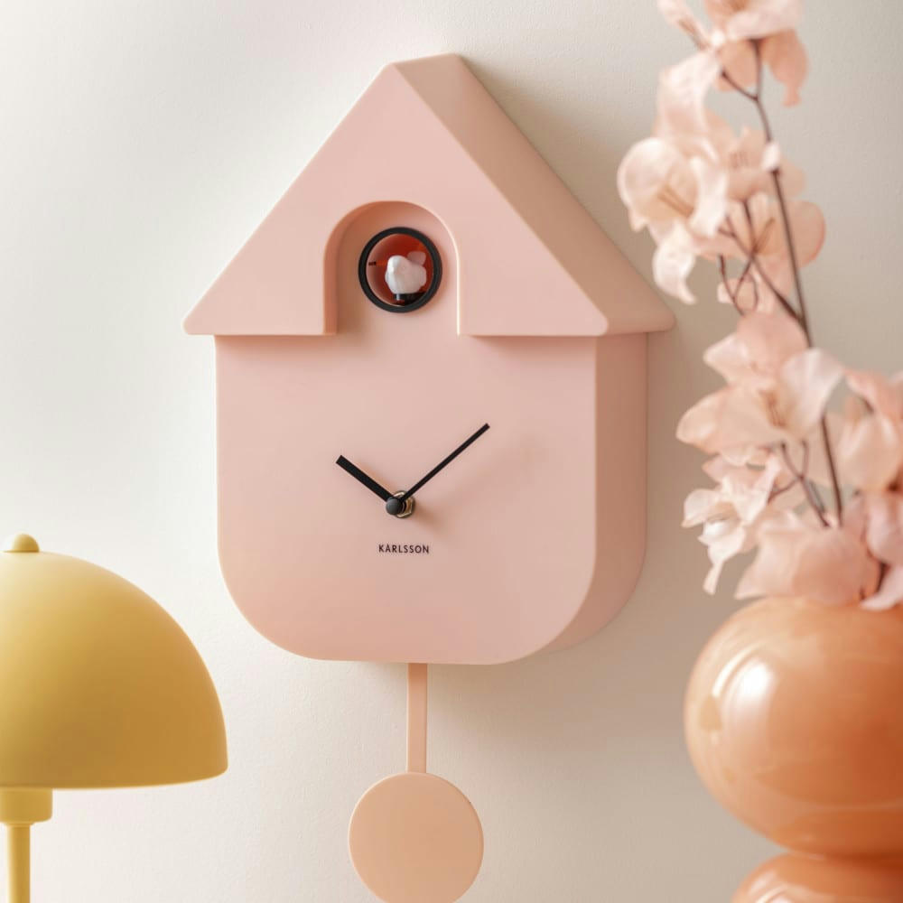 MODERN CUCKOO - Horloge à pendule rose pastel