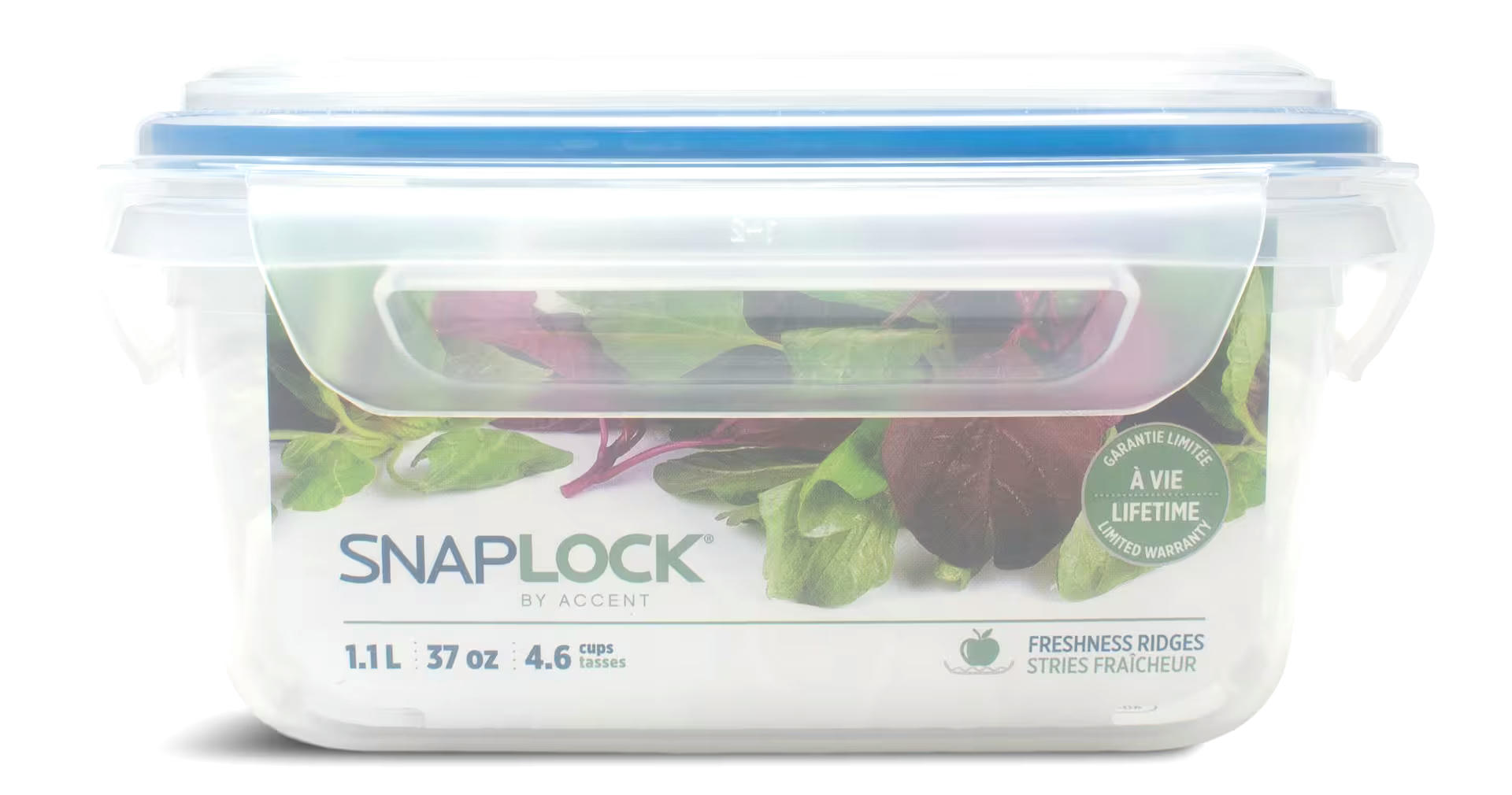 Snaplock Clear Rectangular Clear Food Storage Container, Nestable, 1.1-L