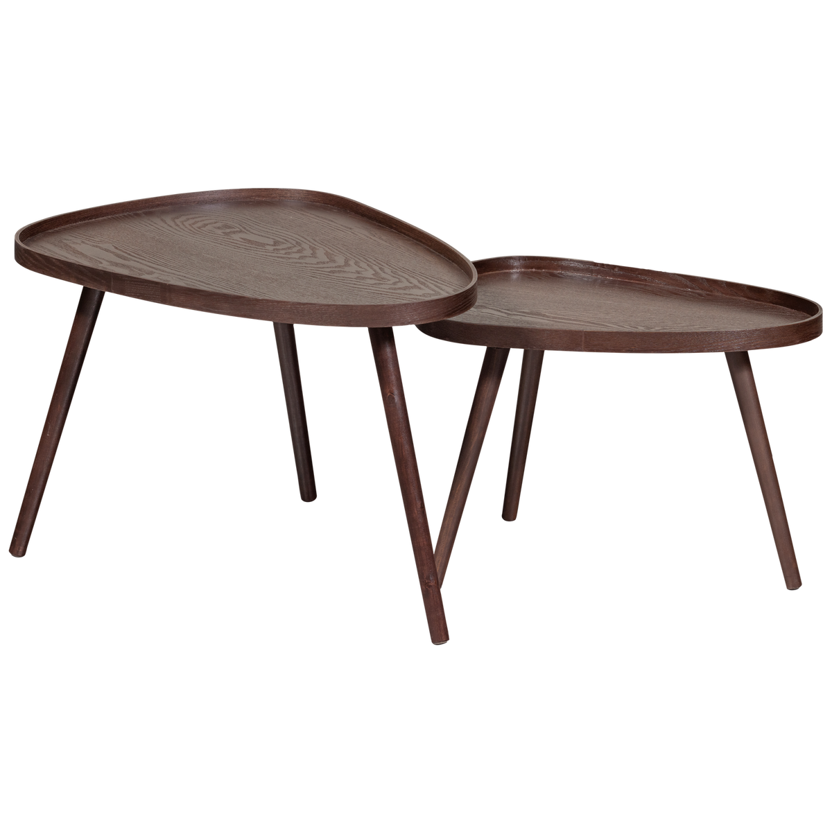 WOOOD bijzettafels Nissa - Walnoot - Set van 2 - 39x71x52