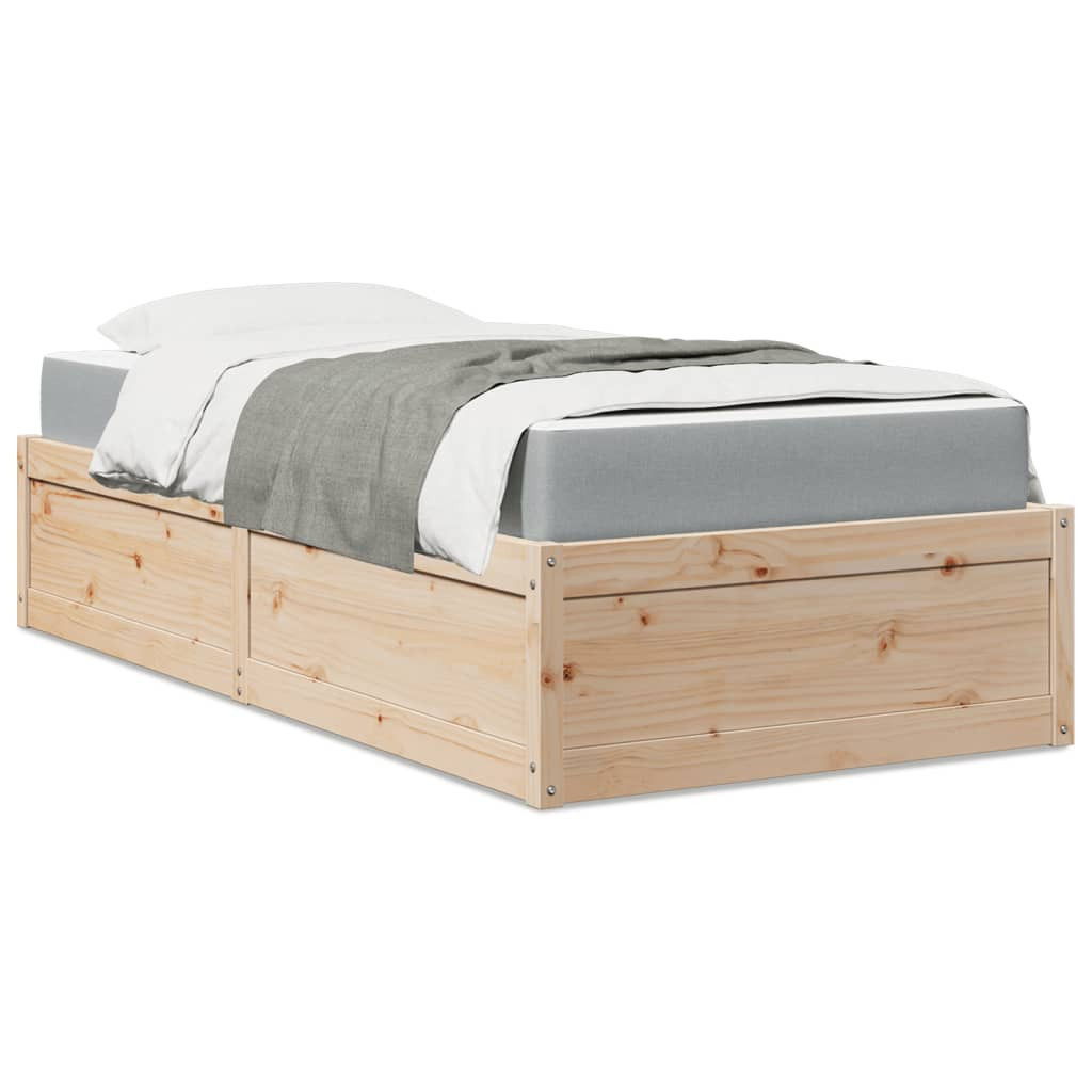 Łóżko z materacem 90x190 cm lite drewno sosnowe