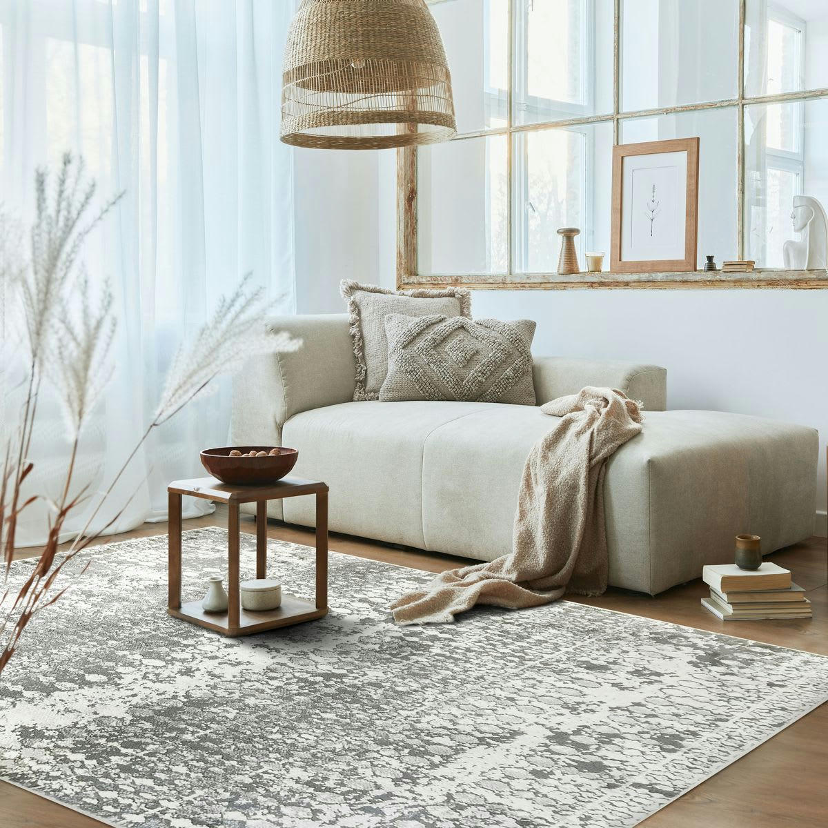 VESTALE - Tapis extra-doux impression gris argent 120x170