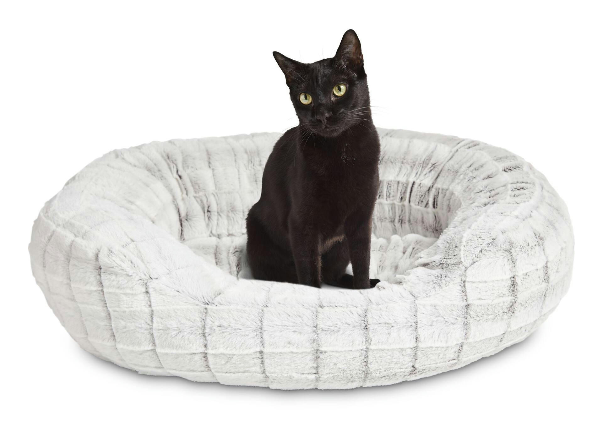 Petco Faux Fur Cat Bed, Washable, 20-in x 18-in, Grey
