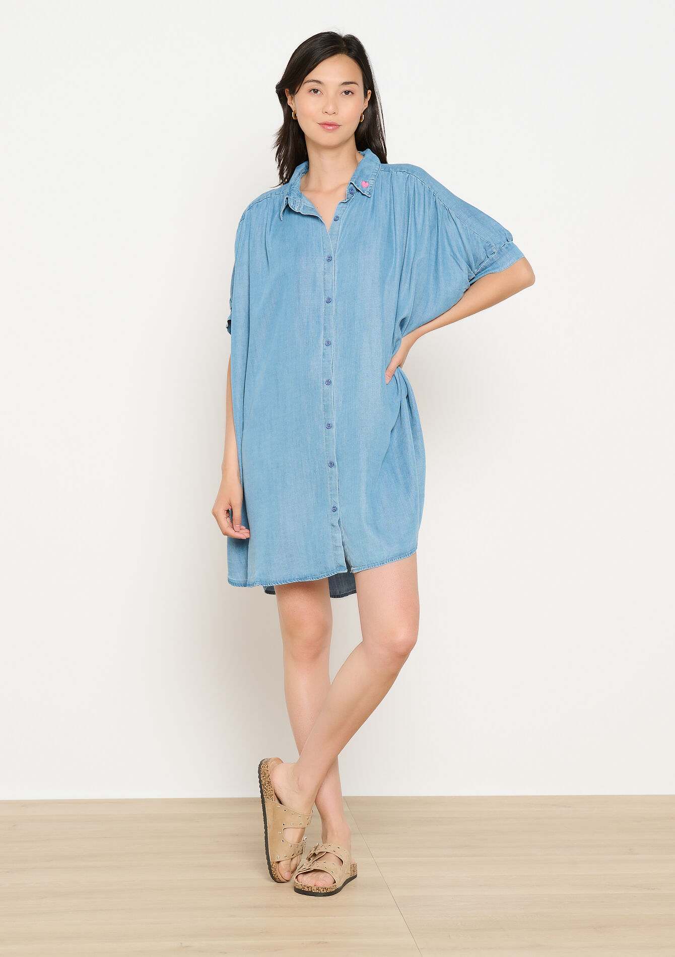 Korte tencel hemdjurk