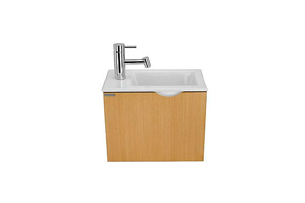 Meuble suspendu pour lave-mains 1 porte SANINDUSA Alicante 40x25 hauteur 33cm couleur hêtre (lave-mains et mitigeur non inclus)