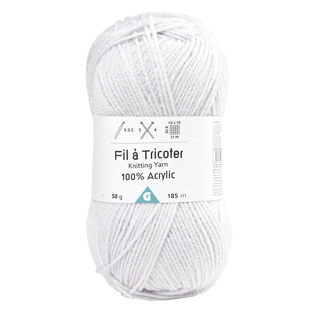 Fil à tricoter acrylique 50g gris clair