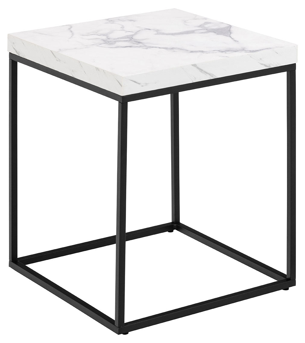 BRAM Salontafel Jolyn - 40 x 40cm - Wit Marmer Look
