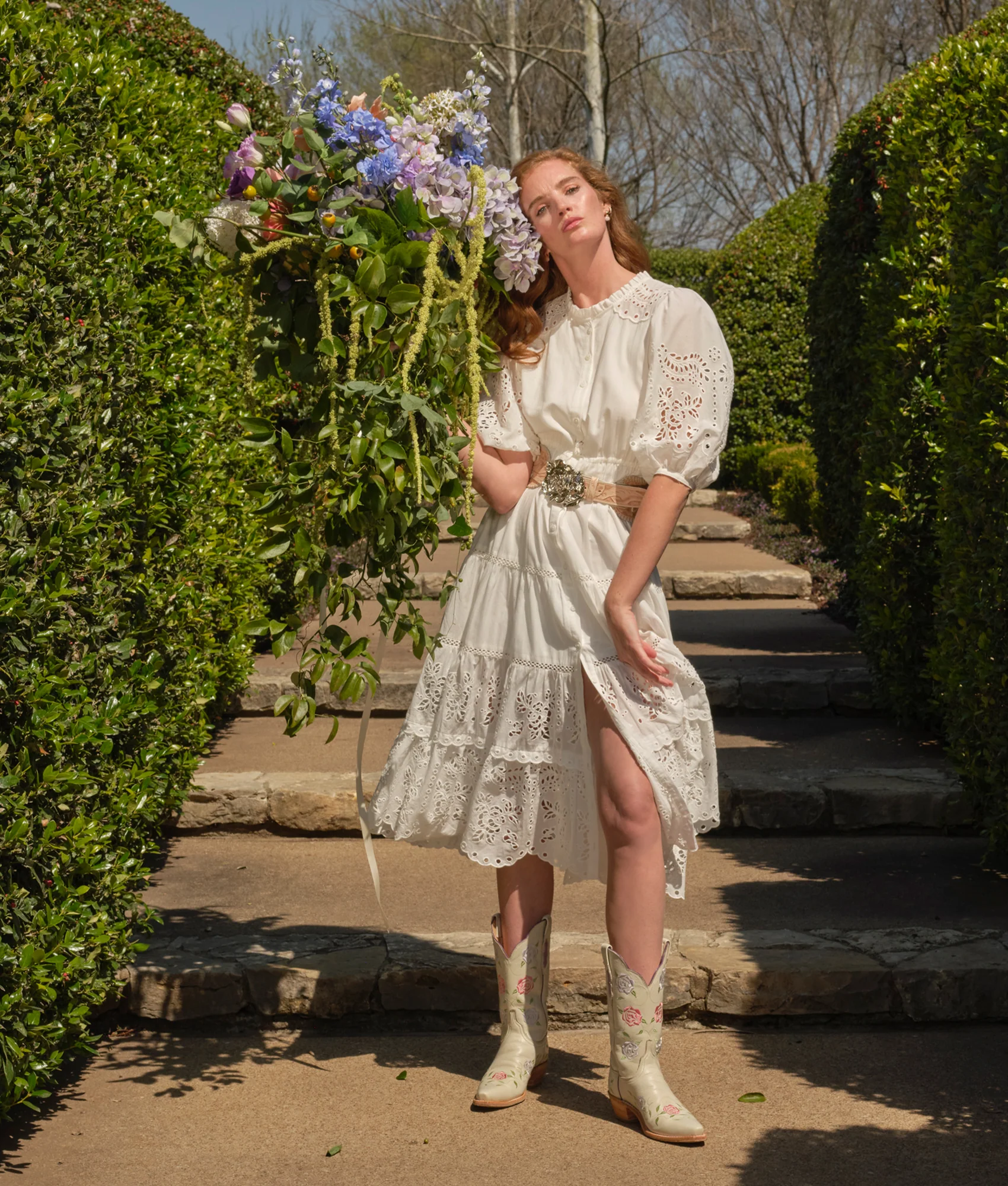 Rose Buckle Belt - Natural