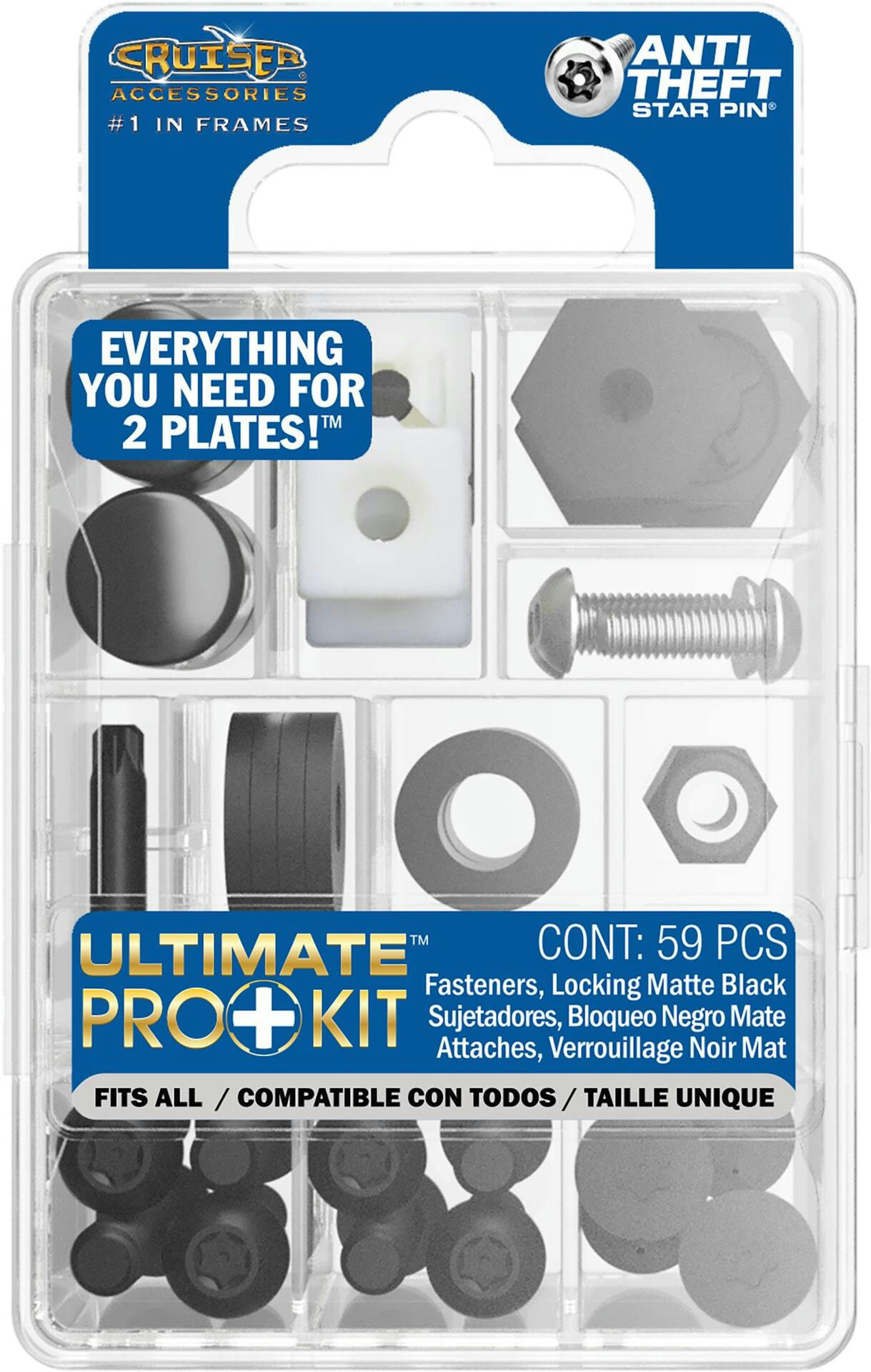 Cruiser Accessories Matte Black Steel Ultimate Pro Kit License Plate Frame, 59-pc